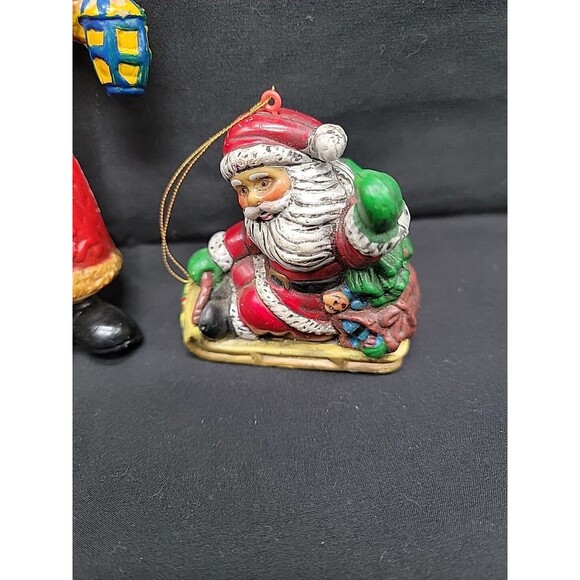 Vtg World Of Christmas Santa Blow Mold Ornaments 3" & 7" - Picture 3 of 6